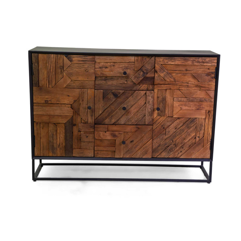 Mobile Legno Jaipur Naturale Top Nero Cm 120x38h85