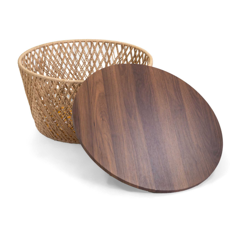 Tavolino Legno Contenitore 1-3 Naturale tondo Cm ø66h34