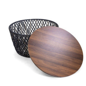 Zoom Tavolino Legno Contenitore 1-3 Nero Tondo Cm ø66h34