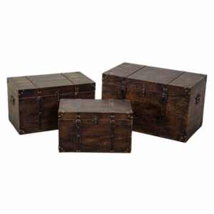 Baule legno ecopelle 1-3 marrone rettangolare cm68x38h40