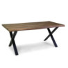 Tavolo Metallo Canberra Nero Con Top Legno Noce Cm 180x90h75