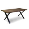 Tavolo Metallo Canberra Nero Con Top Legno Noce Cm 180x90h75