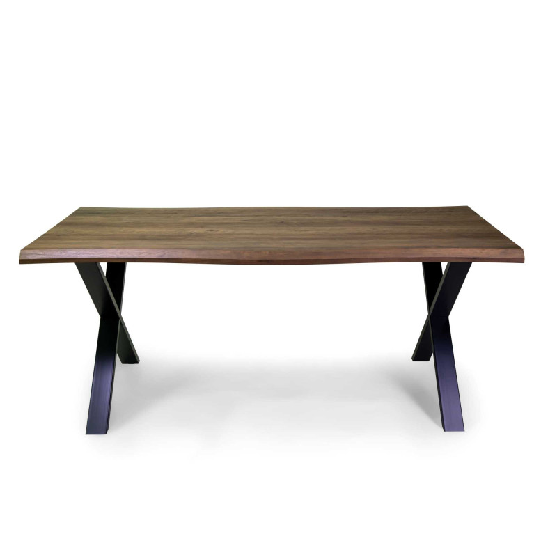 Tavolo Metallo Canberra Nero Con Top Legno Noce Cm 180x90h75