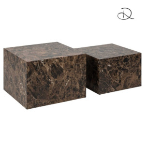 Tavolino Legno Motrik 1-2 Effetto Marmo marrone Quadro Cm 58x58h40