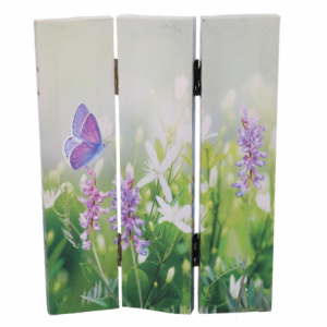 Zoom Paravento stampa 3 ante fiori e farfalle cm120,6x2,5h180