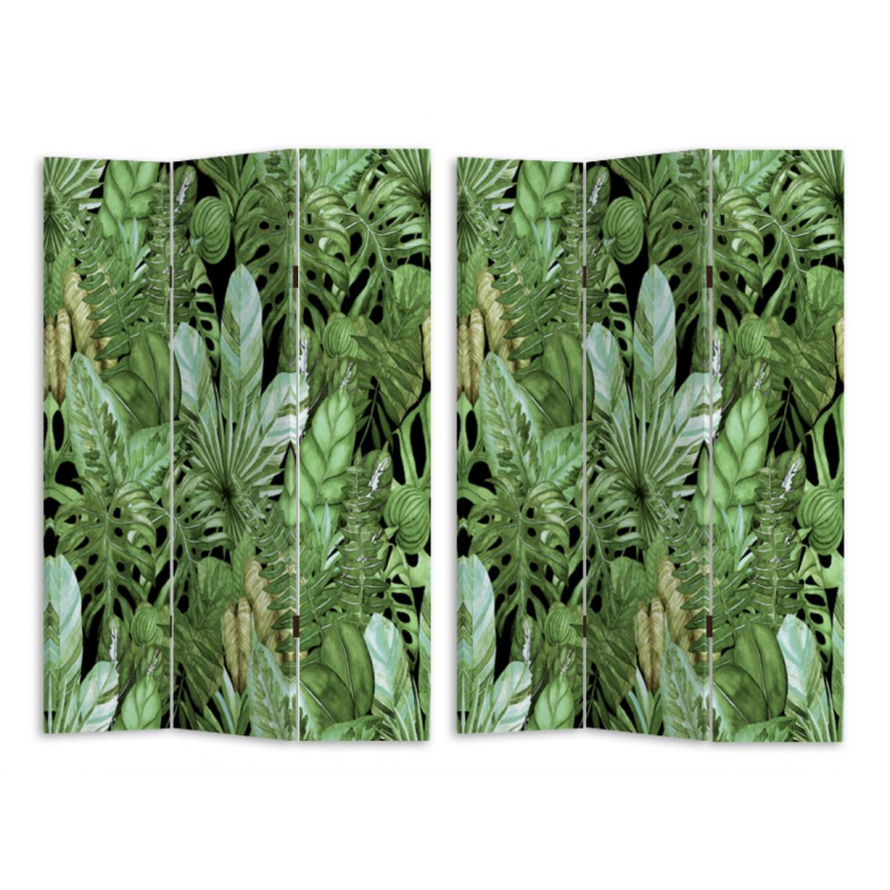 Paravento stampa 3 ante foglie verde cm120,6x2,5h180