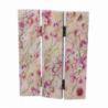 Paravento stampa 3 ante crema con rami fiori cm120,6x2,5h180