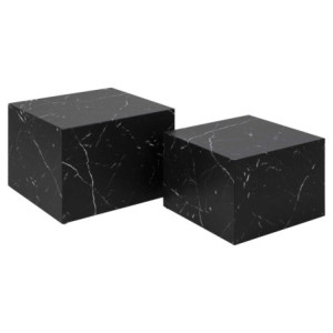 Zoom Tavolino Legno Motrik 1-2 Effetto Marmo Nero Quadro Cm 58x58h40