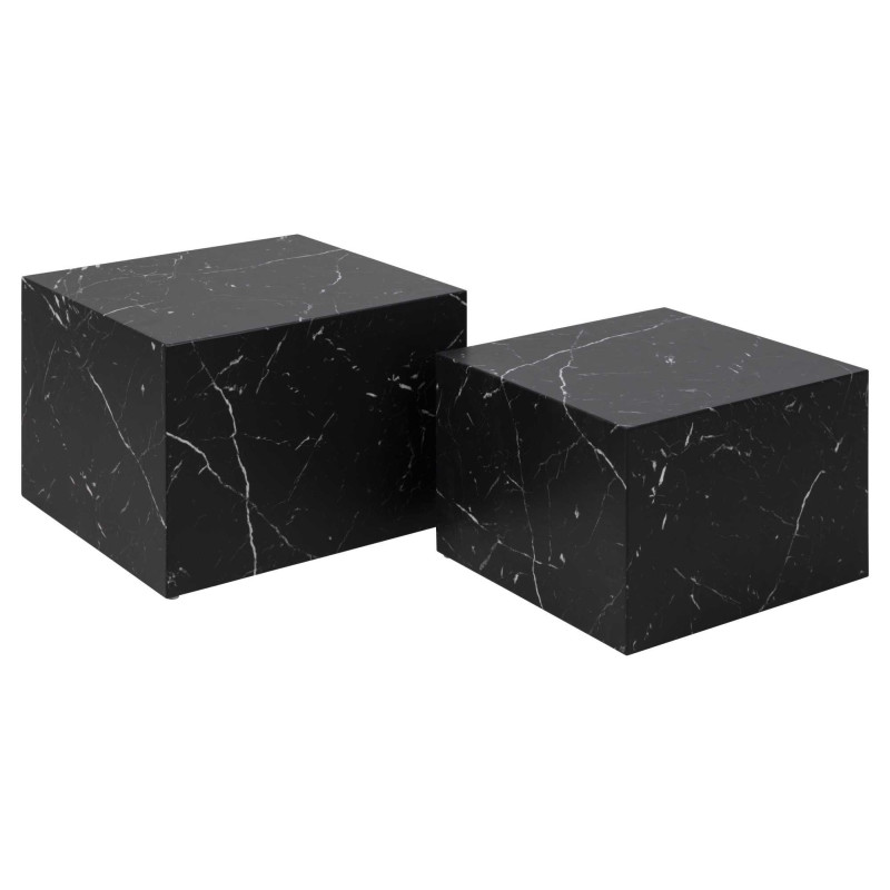 Tavolino Legno Motrik 1-2 Effetto Marmo Nero Quadro Cm 58x58h40