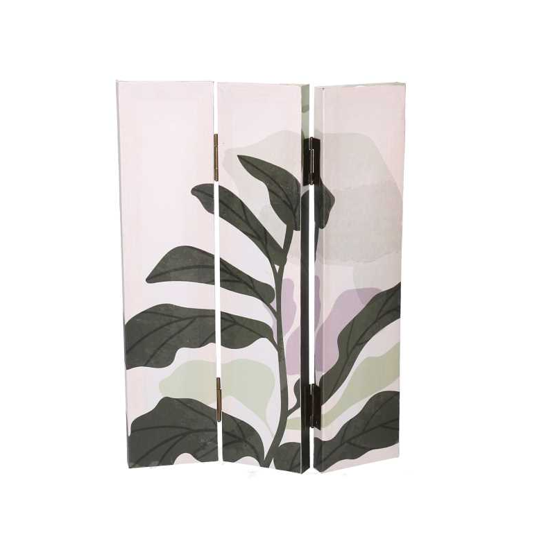 Paravento stampa foglie verde 3 ante rettangolare cm120,6x2,5h180