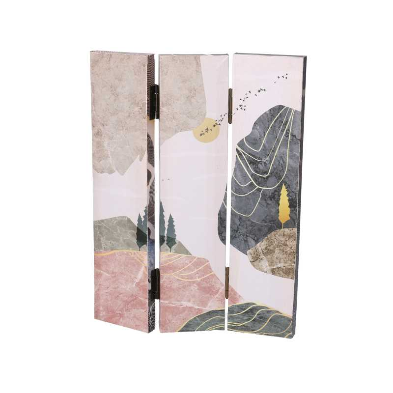 Paravento stampa effetto colline multicolor 3 ante rettangolare cm120,6x2,5h180