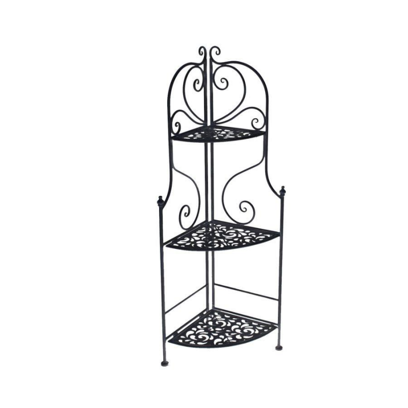Scaffale metallo jessica nero 3 piani ad angolo cm48x33h120