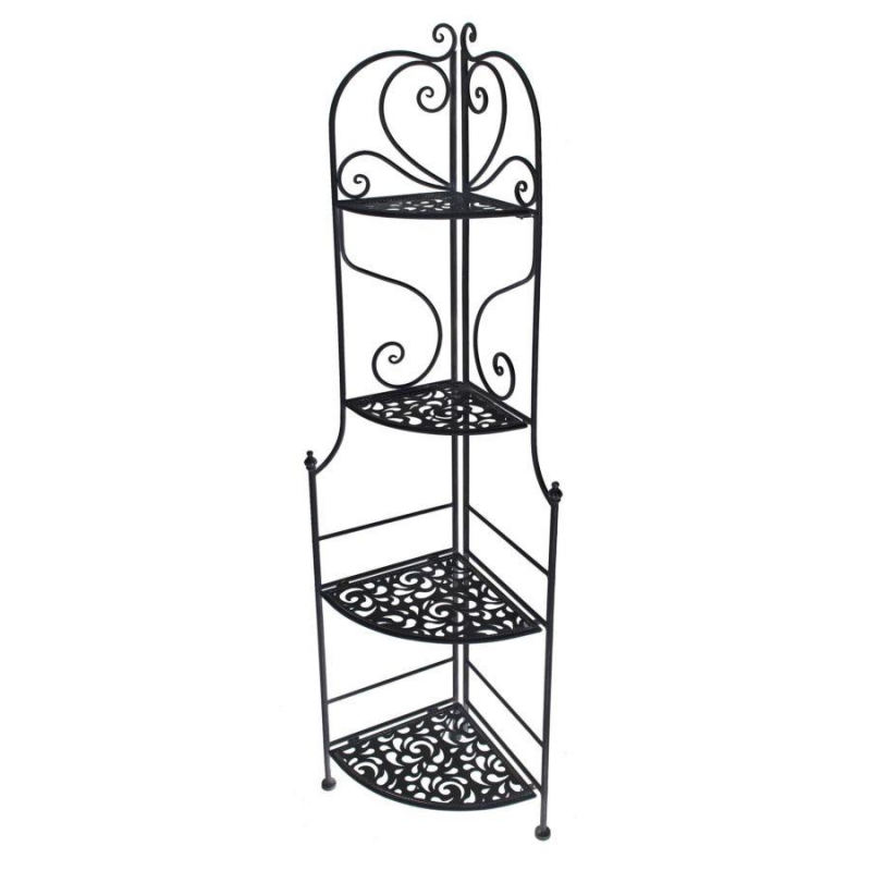 Scaffale metallo jessica nero 4 piani ad angolo cm48x33h160