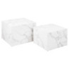 Tavolino Legno Motrik 1-2 Effetto Marmo Bianco Quadro Cm 58x58h40