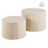 Tavolino Legno Motrik 1-2 Effetto Travertino Beige Tondo Cm ø58h40