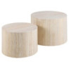 Tavolino Legno Motrik 1-2 Effetto Travertino Beige Tondo Cm ø58h40
