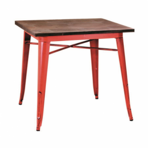 Tavolo ferro bristol top in legno rossocm70x70h76