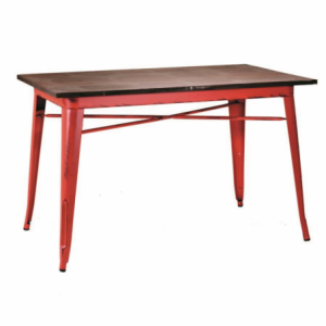 Tavolo ferro bristol top in legno rossocm160x80h76