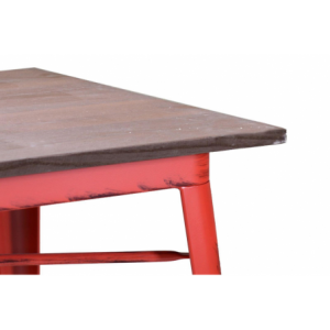 Zoom Tavolo ferro bristol top in legno rosso cm 160x80h76