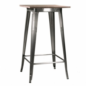Tavolo bar ferro bristol top in legno galvanizzato cm60x60h106