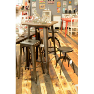 Zoom Tavolo bar ferro bristol top in legno galvanizzato cm60x60h106