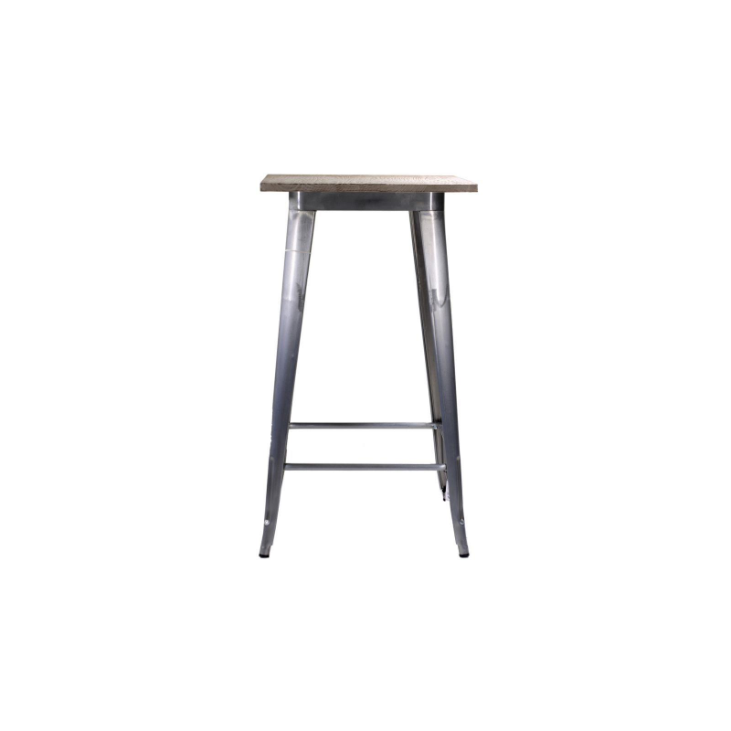 Tavolo bar ferro bristol top in legno galvanizzato cm60x60h106