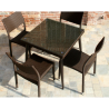 Set Tavolo polyrattan + 4 Sedie polyrattan adila noce quadro cm 47x61h44/46/88
