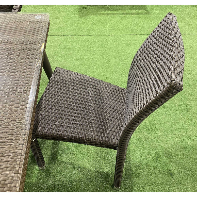 Set Tavolo polyrattan + 4 Sedie polyrattan adila noce quadro cm 47x61h44/46/88