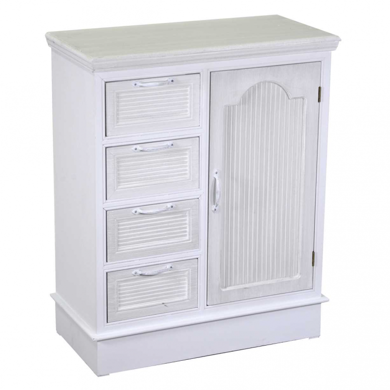 Cassettiera legno liverpool 1 anta + 4 cassetti bianco cm66x32h81