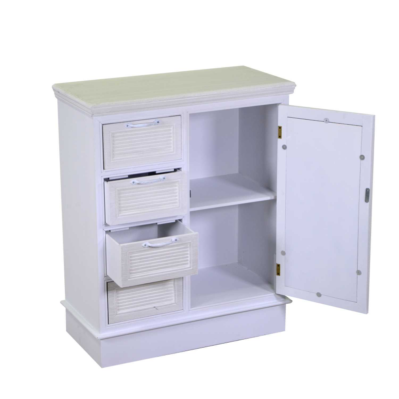 Cassettiera legno liverpool 1 anta + 4 cassetti bianco cm66x32h81