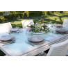 Set Tavolo polyrattan + 6 Poltrone adila polyrattan bianco ghiaccio quadro cm 60x61h44/46/65/88