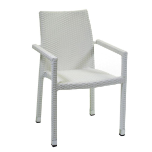Zoom Set Tavolo polyrattan + 6 Poltrone adila polyrattan bianco ghiaccio quadro cm 60x61h44/46/65/88