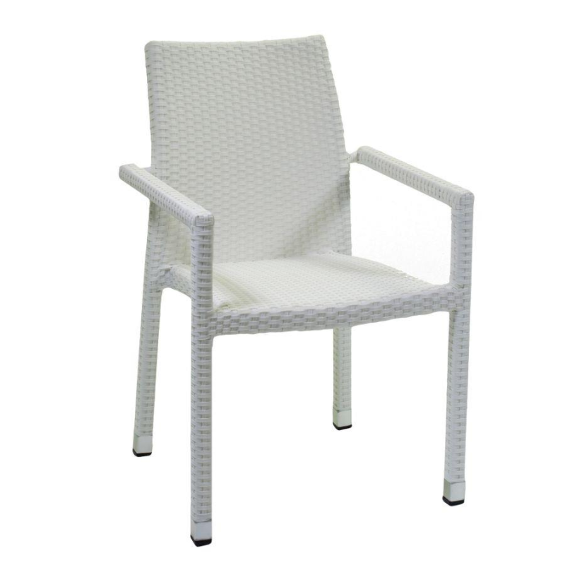 Set Tavolo polyrattan + 6 Poltrone adila polyrattan bianco ghiaccio quadro cm 60x61h44/46/65/88