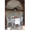 Set Tavolo polyrattan + 6 Poltrone adila polyrattan bianco ghiaccio quadro cm 60x61h44/46/65/88
