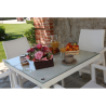Set Tavolo polyrattan + 6 Poltrone adila polyrattan bianco ghiaccio quadro cm 60x61h44/46/65/88