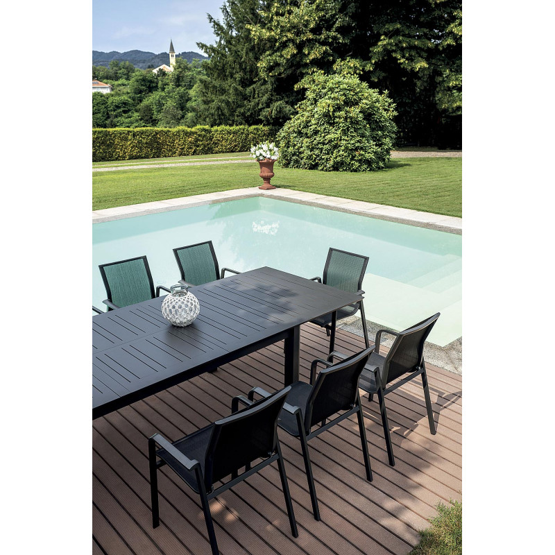 Tavolo Santorini allungabile 265-398x110 antracite doppio allungo