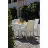 Set Tavolo polyrattan + 6 Sedie polyrattan adila bianco ghiaccio quadro cm 47x61h44/46/88