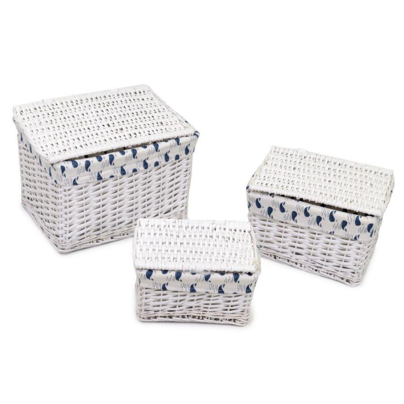 Scatola vimini ismaele 1-3 bianco rettangolare cm45x35h30