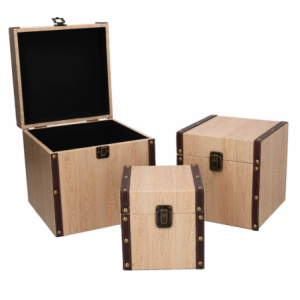 Zoom Scatola ecopelle 1-3 effetto legno quadro cm 22x22h22