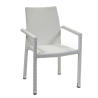 Set Tavolo polyrattan + 6 Poltrone adila polyrattan bianco ghiaccio quadro cm 60x61h44/46/65/88