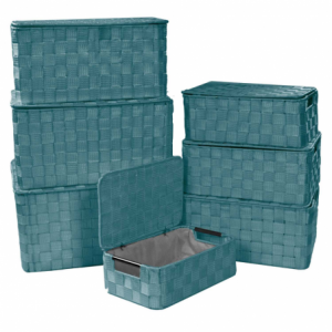 Scatola poliestere 1-7 verde acqua rettangolare cm40x30h21,5
