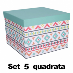 Scatola cartone 1-5 multicolor quadro cm27,7x27,7h19,3