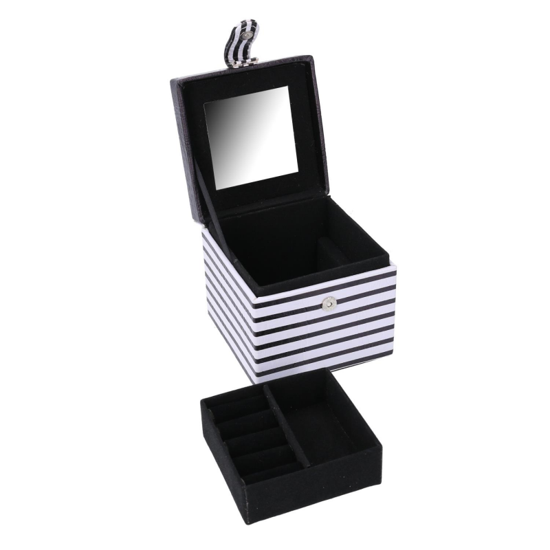 Portagioie ecopelle bianco nero quadro cm10x10,5h9,5
