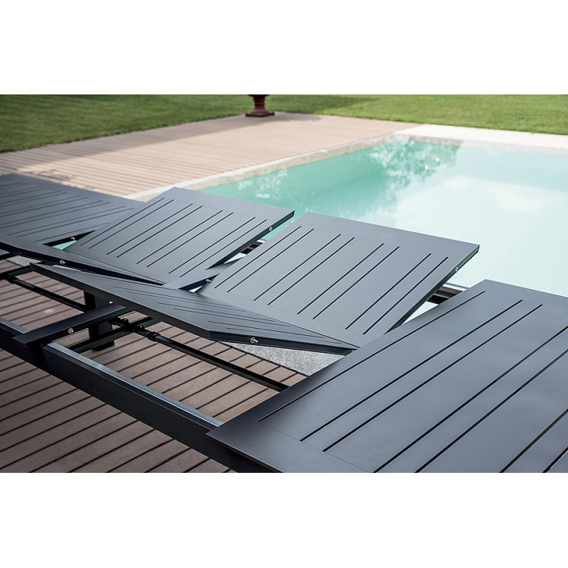 Tavolo Santorini allungabile 265-398x110 antracite doppio allungo