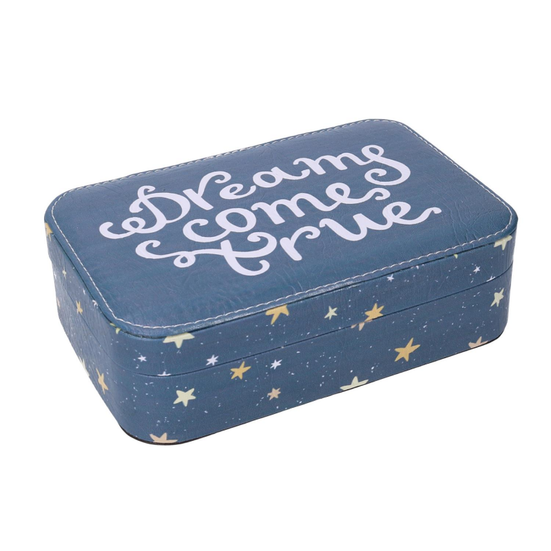 Portagioie ecopelle stelle blu rettangolare cm22x14,5h6,5