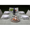 Set Tavolo polyrattan + 6 Poltrone adila polyrattan bianco ghiaccio quadro cm 60x61h44/46/65/88
