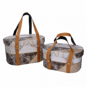 Zoom Scatola ecopelle con manici 1-2 marmo ovale cm 35,5x26h20