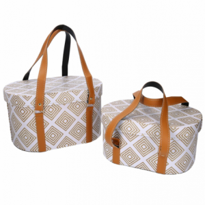 Zoom Scatola ecopelle con manici 1-2 bianco ovale cm 36x26h20