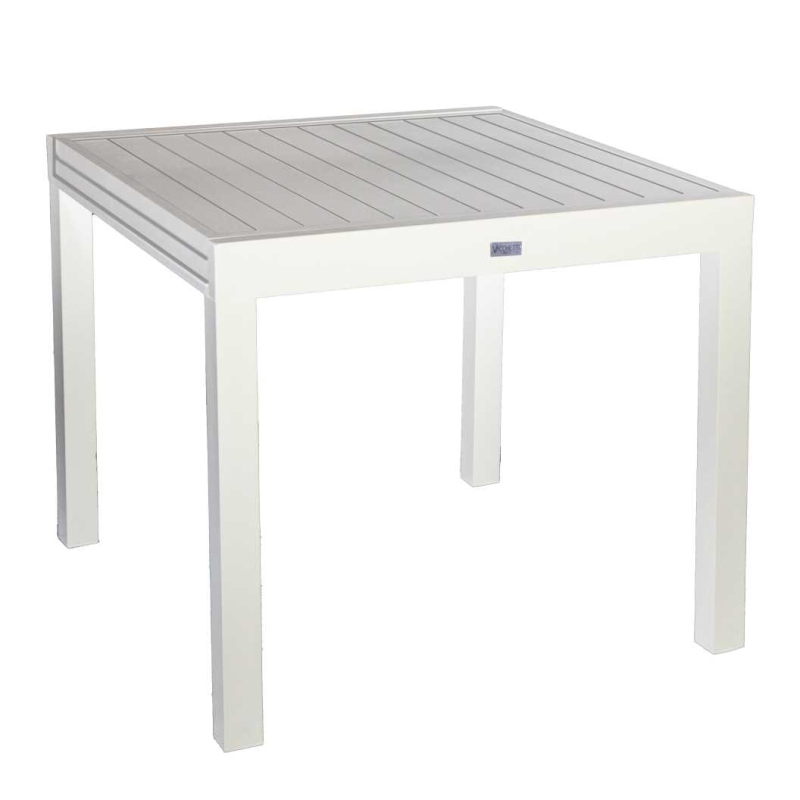 Set Tavolo alluminio + 4 Sedie alluminio sullivan bianco con textilene bianco cm 55x46h43/88