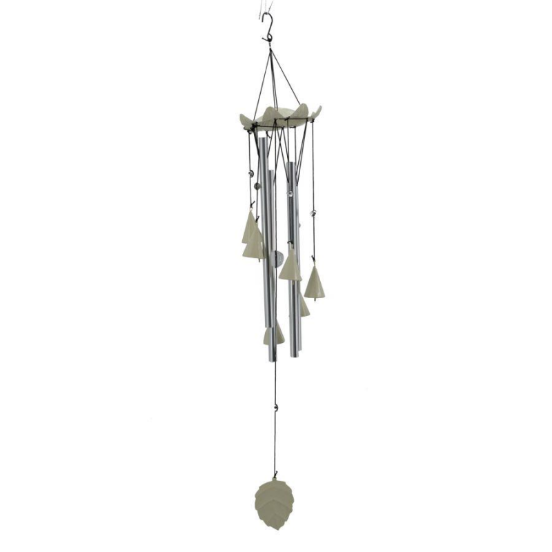 Campanello metallo bianco foglia cmÃ¸12,7h79